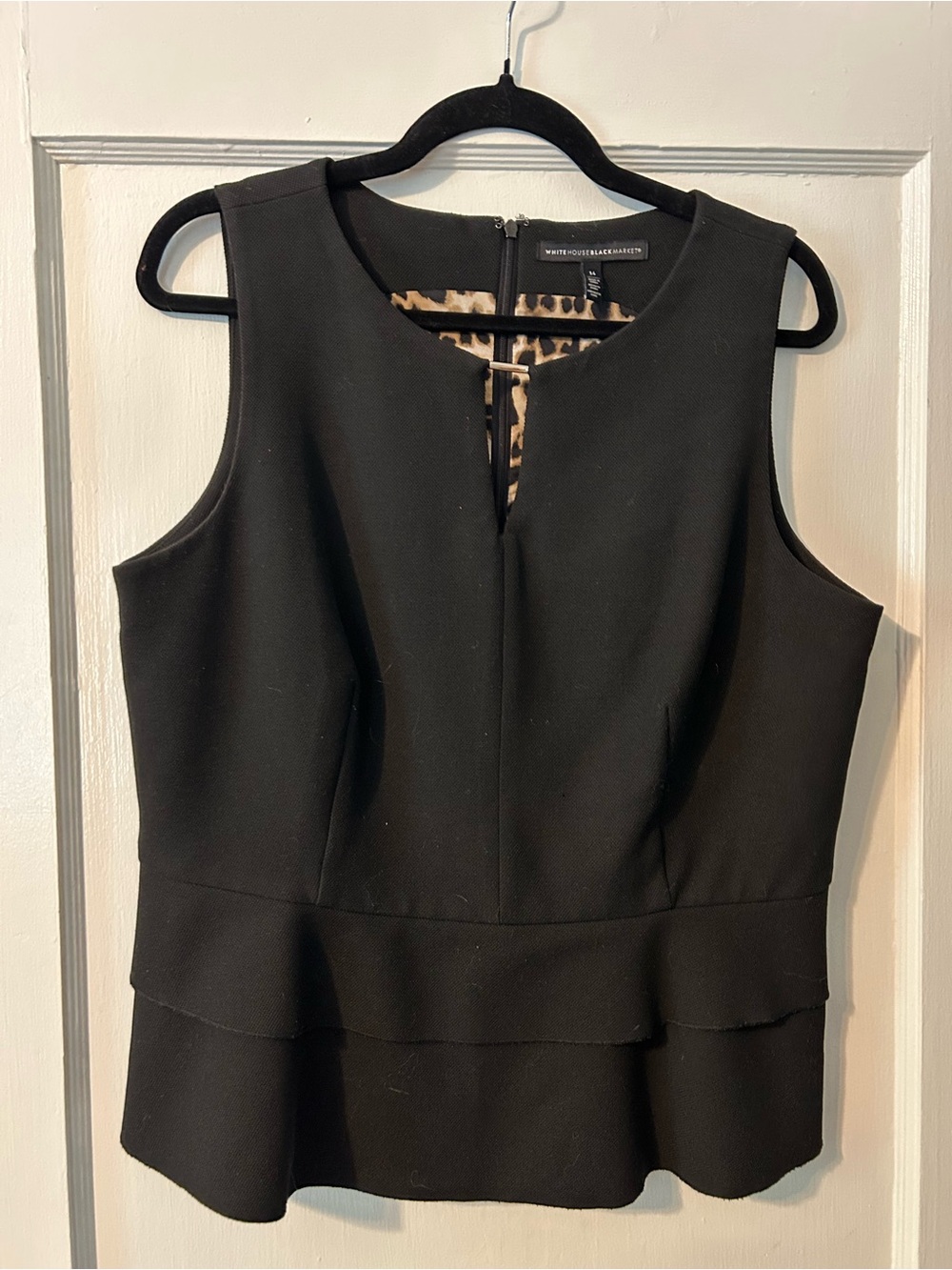 White House Black Market Black Sleeveless Peplum Top